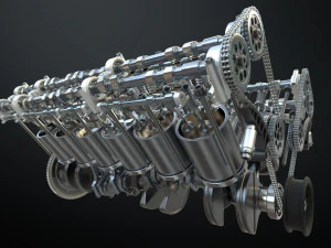 v12 engine working animated 3D Model