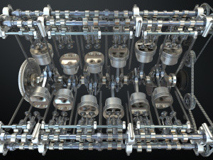 v12 engine working animated 3Dモデル