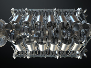 v12 engine working animated 3Dモデル