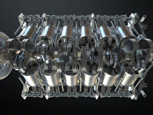 v12 engine working animated 3D Model