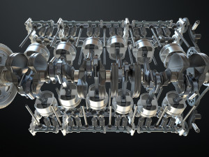 v12 engine working animated 3Dモデル