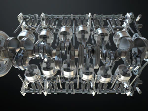 v12 engine working animated 3D Model