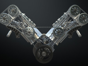 v12 engine working animated 3Dモデル