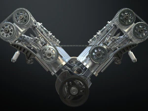 v12 engine working animated 3D Model