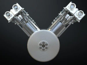 v12 engine working animated 3D Model