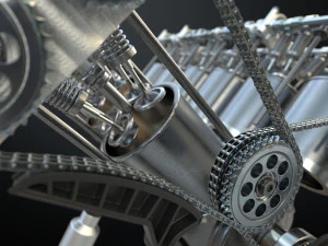 v12 engine working animated 3D Model