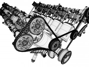 v12 engine working animated 3Dモデル