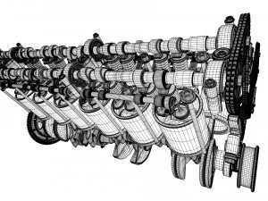 v12 engine working animated 3D Model