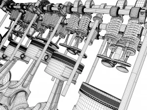 v12 engine working animated 3D Model