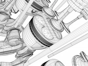 v12 engine working animated 3D Model
