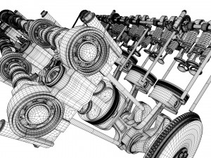 v12 engine working animated 3Dモデル