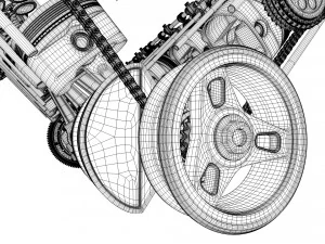 v12 engine working animated 3D Model