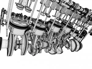 v12 engine working animated 3D Model