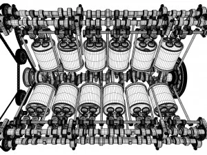 v12 engine working animated 3D Model