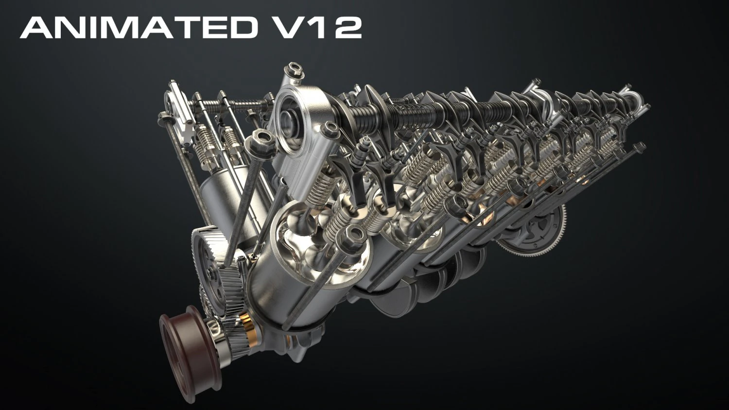 v12 engine working animated 3D Model .c4d .max .obj .3ds .fbx .stl .blend 