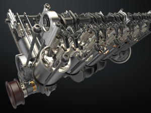 v12 engine working animated 3D Model