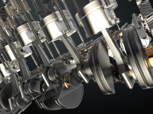 v12 engine working animated 3D Model