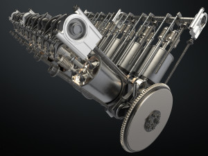 v12 engine working animated 3D Model