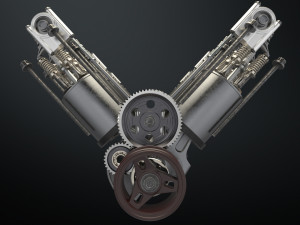 v12 engine working animated 3D Model