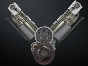 v12 engine working animated 3D Model