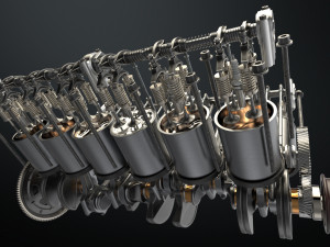 v12 engine working animated 3D Model