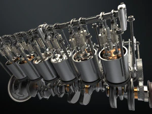 v12 engine working animated 3D Model