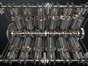 v12 engine working animated 3D Model