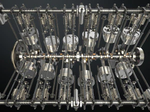 v12 engine working animated 3D Model