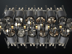 v12 engine working animated 3D Model
