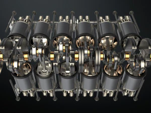 v12 engine working animated 3D Model