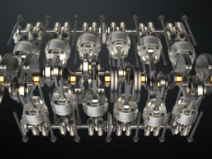 v12 engine working animated 3D Model