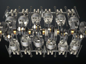 v12 engine working animated 3D Model
