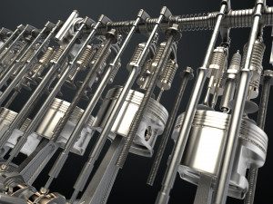 v12 engine working animated 3D Model