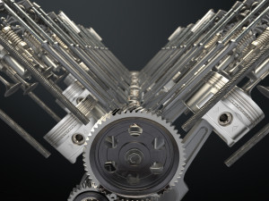 v12 engine working animated 3D Model