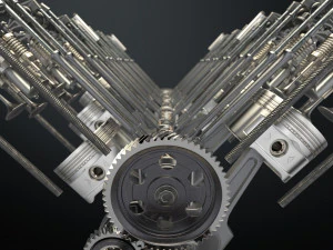 v12 engine working animated 3D Model