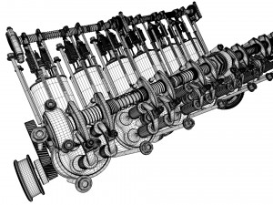 v12 engine working animated 3D Model