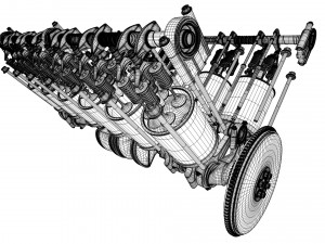v12 engine working animated 3D Model