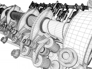 v12 engine working animated 3D Model