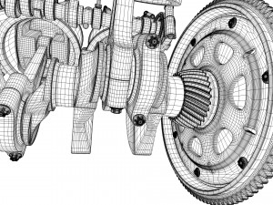 v12 engine working animated 3D Model