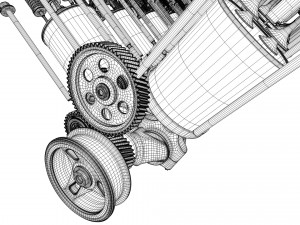 v12 engine working animated 3D Model