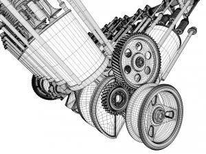 v12 engine working animated 3D Model