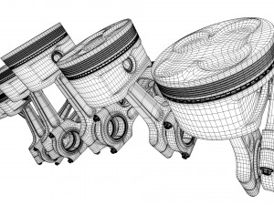 v12 engine working animated 3D Model