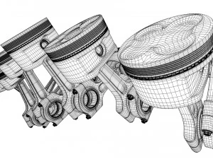 v12 engine working animated 3D Model