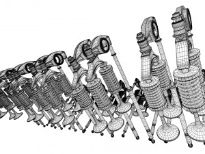 v12 engine working animated 3D Model