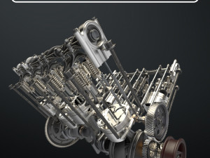 v8 engine working animated 3D 모델