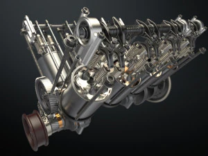 v8 engine working animated 3D Model