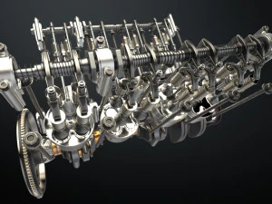 v8 engine working animated 3D Model