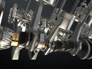 v8 engine working animated 3D Model