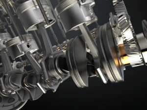 v8 engine working animated 3D Model