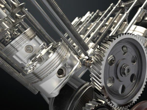 v8 engine working animated 3D Model